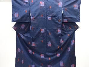 色紙に百合模様織り出し手織り紬着物